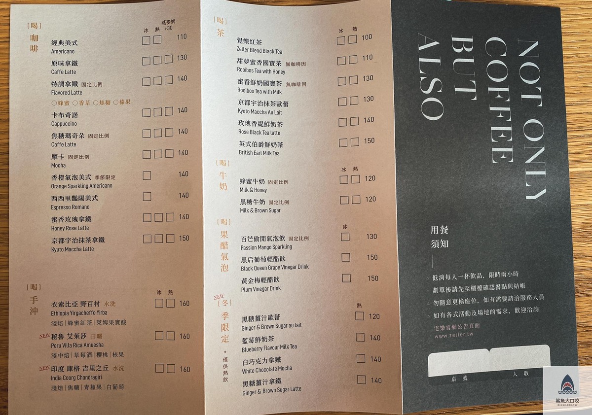 台中早午餐,台中餐酒館,宅樂咖啡 Zeller Coffee建國店,宅樂咖啡 Zeller Coffee,宅樂咖啡 Zeller Coffee 菜單 @鯊魚大口咬