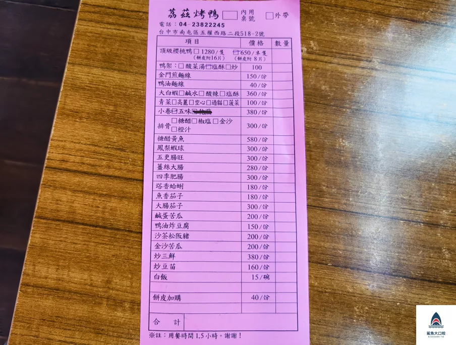 荔兹櫻桃鴨,曾記荔兹櫻桃鴨,荔兹櫻桃鴨菜單,南屯荔兹櫻桃鴨 @鯊魚大口咬