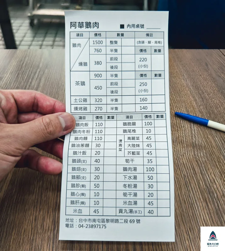 阿華鵝肉,阿華鵝肉菜單 @鯊魚大口咬