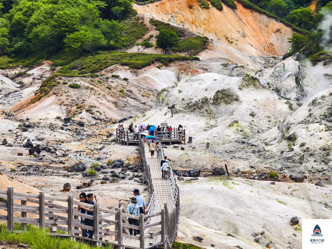 登別地獄谷,登別地獄谷天然足湯,登別棕熊牧場 @鯊魚大口咬