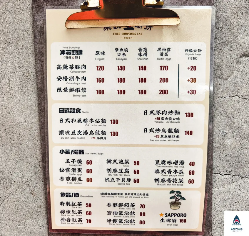 餃研所 菜單,台中西區美食,台中煎餃,台中餃子,綠光計劃美食,製餃研所製 @鯊魚大口咬