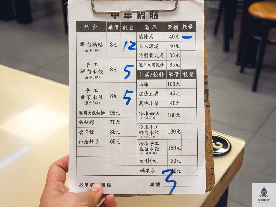彰化美食,北斗美食,彰化好吃鍋貼推薦,北斗中華鍋貼,中華鍋貼菜單 @鯊魚大口咬